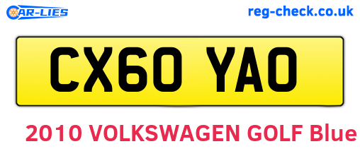 CX60YAO are the vehicle registration plates.