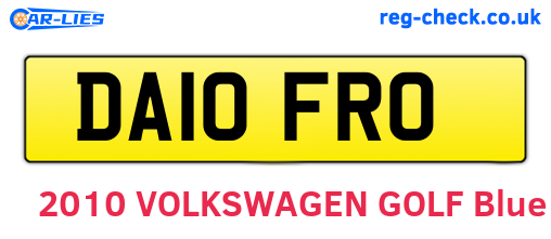 DA10FRO are the vehicle registration plates.