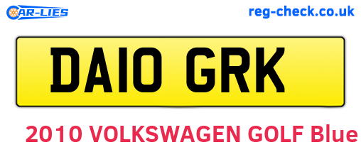 DA10GRK are the vehicle registration plates.