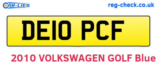 DE10PCF are the vehicle registration plates.