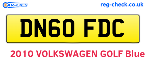 DN60FDC are the vehicle registration plates.