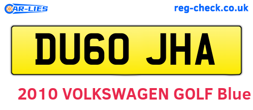 DU60JHA are the vehicle registration plates.