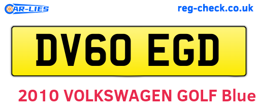DV60EGD are the vehicle registration plates.