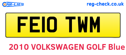 FE10TWM are the vehicle registration plates.
