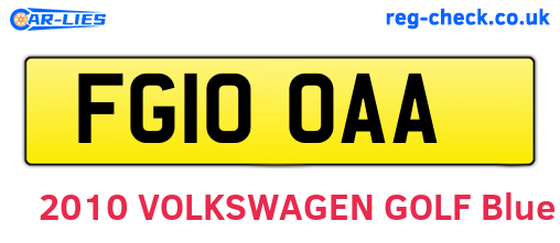 FG10OAA are the vehicle registration plates.
