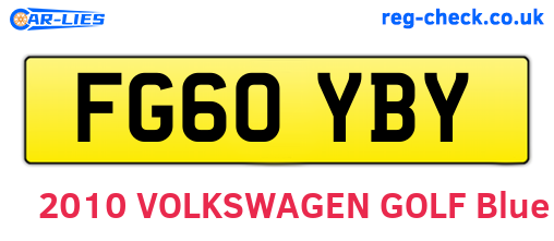 FG60YBY are the vehicle registration plates.