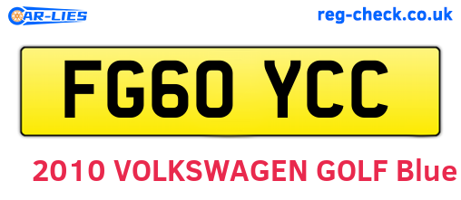 FG60YCC are the vehicle registration plates.