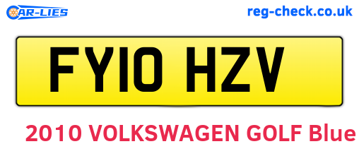 FY10HZV are the vehicle registration plates.