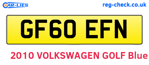 GF60EFN are the vehicle registration plates.
