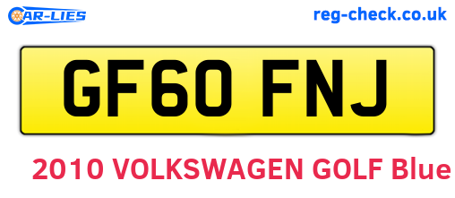 GF60FNJ are the vehicle registration plates.