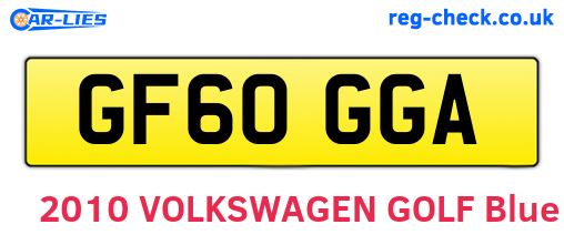 GF60GGA are the vehicle registration plates.