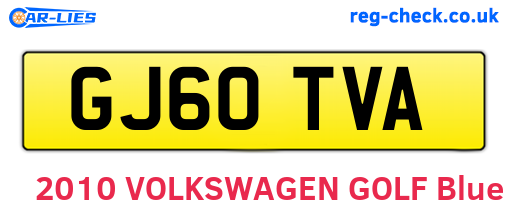 GJ60TVA are the vehicle registration plates.