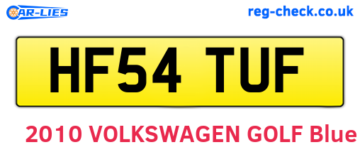 HF54TUF are the vehicle registration plates.