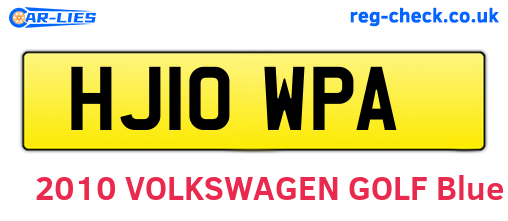HJ10WPA are the vehicle registration plates.