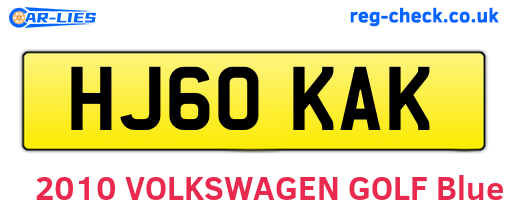 HJ60KAK are the vehicle registration plates.