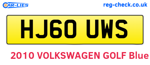 HJ60UWS are the vehicle registration plates.