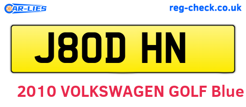 J80DHN are the vehicle registration plates.