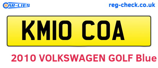 KM10COA are the vehicle registration plates.