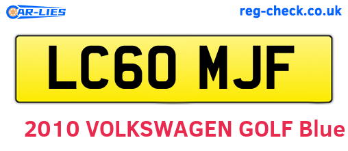 LC60MJF are the vehicle registration plates.