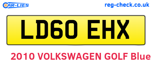 LD60EHX are the vehicle registration plates.