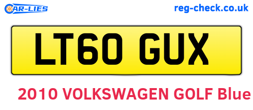 LT60GUX are the vehicle registration plates.