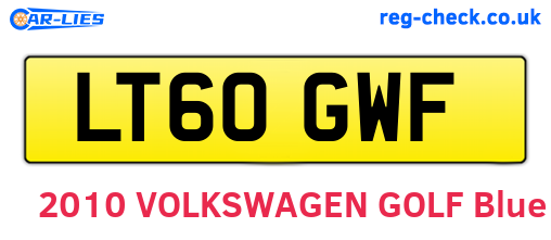 LT60GWF are the vehicle registration plates.