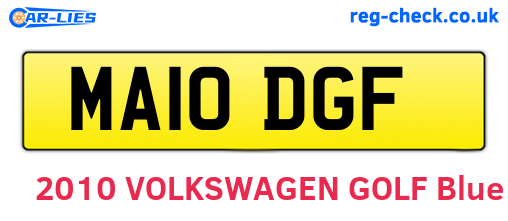 MA10DGF are the vehicle registration plates.