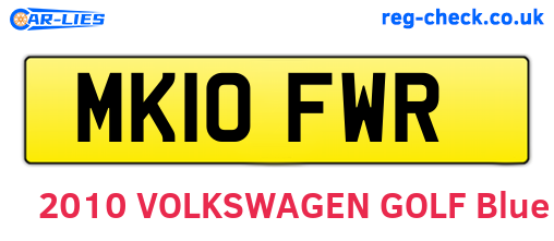 MK10FWR are the vehicle registration plates.