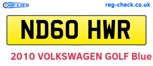 ND60HWR are the vehicle registration plates.