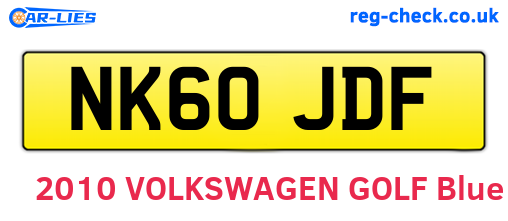NK60JDF are the vehicle registration plates.