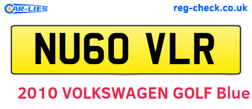 NU60VLR are the vehicle registration plates.