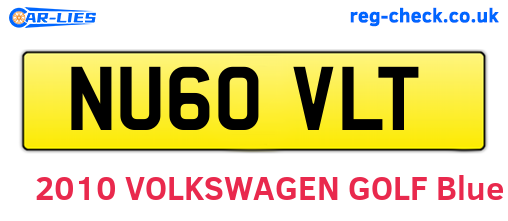 NU60VLT are the vehicle registration plates.