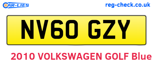 NV60GZY are the vehicle registration plates.