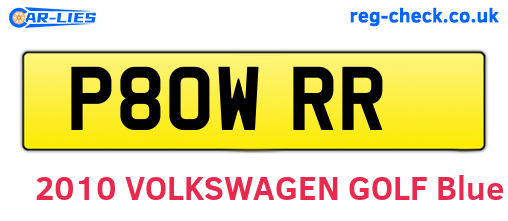P80WRR are the vehicle registration plates.