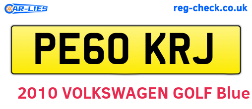 PE60KRJ are the vehicle registration plates.