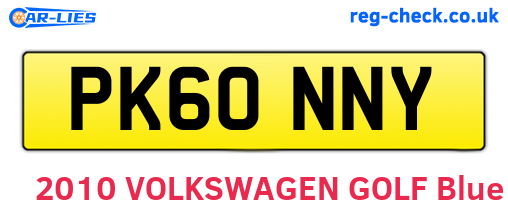 PK60NNY are the vehicle registration plates.