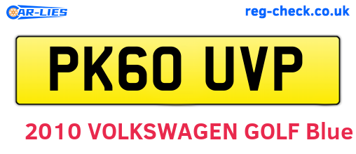 PK60UVP are the vehicle registration plates.