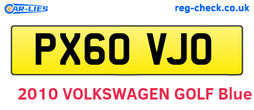 PX60VJO are the vehicle registration plates.