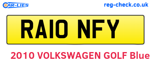 RA10NFY are the vehicle registration plates.