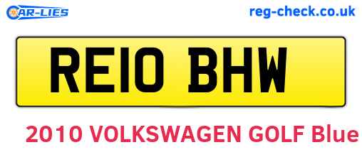 RE10BHW are the vehicle registration plates.