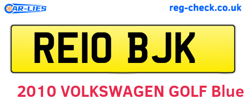 RE10BJK are the vehicle registration plates.