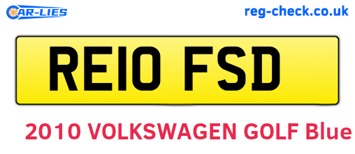 RE10FSD are the vehicle registration plates.