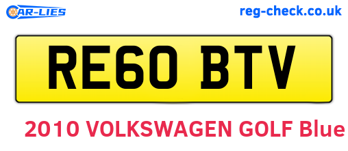 RE60BTV are the vehicle registration plates.