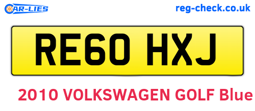 RE60HXJ are the vehicle registration plates.