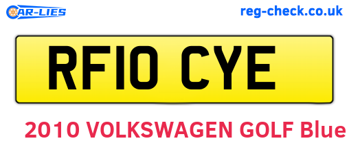 RF10CYE are the vehicle registration plates.