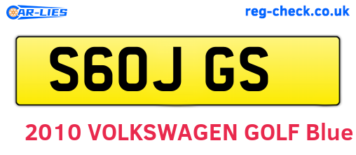 S60JGS are the vehicle registration plates.