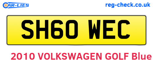SH60WEC are the vehicle registration plates.