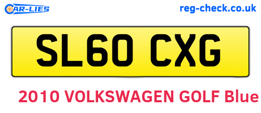 SL60CXG are the vehicle registration plates.