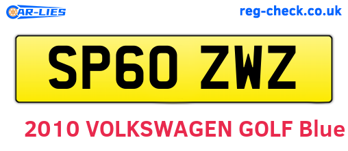 SP60ZWZ are the vehicle registration plates.