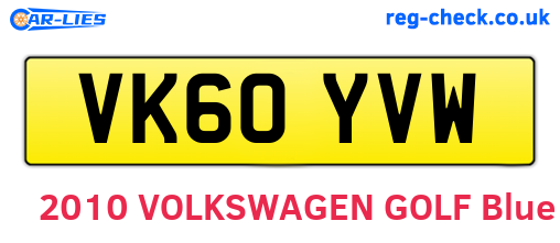 VK60YVW are the vehicle registration plates.